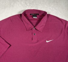 Nike Tiger Woods Collection Golf Polo Men's Large Plum Dri-FIT Snap Short Sleeve picture