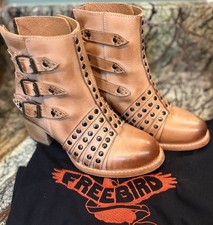 FREEBIRD Citadel Leather Buckle Booties Boots  in Tan Women’s Size 6 BEAUTIFUL picture