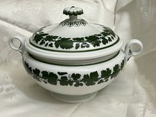 Large Atq Meissen Full Green Vine Large Footed Round Covered Tureen /Centerpiece picture