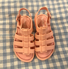 Mini Melissa Pink Strappy Open Toe Buckle Sandals Girls US 9 picture