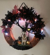 Handmade Halloween Spooky Skeleton Macrame Tree of Life LIGHTED Wall Hanging picture