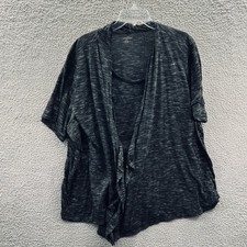 Catherines Womens Cardigan Top 4X Gray Plus Layered Look Knit Open Front Drape picture