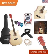 41-inch Beginner Cutaway Acoustic Guitar Natural, Full Size Basic Starter Kit... picture