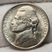 1938 S Jefferson Nickel 5c Choice BU Uncirculated Better Key Date SF J-s38Fx picture