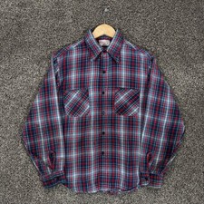 Vintage 70s Big Mac Flannel Shirt Mens L Multi Plaid Pockets JCPenney - FLAWS picture