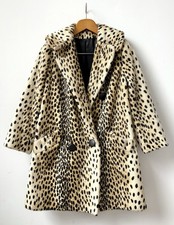 VTG 60s Leopard Faux Fur Coat SAFARI by Fairmoor Cheeta Pinup Rockabilly Sz M picture