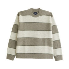 Abercrombie & Fitch A&F Essential Crew Sweater Olive Stripe Mens XL picture