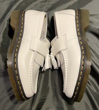 White Smooth Leather Dr Martens Fringed Tassel Shoes Men 6 Women 7 Classic Prep picture