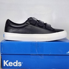 Keds Jump Kick V Leather Sneakers Womens Size 6.5 Black White Triple Strap picture
