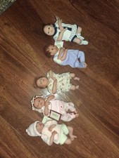 Ooak Tiny Reborn pocket-sized Baby. Artist Painted Doll w/ hand drawn white Hair picture