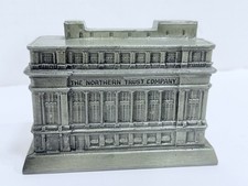 Vintage Northern Trust Company Metal Coin Bank 1974 Building Shaped Detailed picture