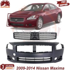 Front Bumper Cover Primed & Grille Assembly Kit For 2009-2014 Nissan Maxima picture