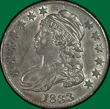 1833 Capped Bust Half Dollar Choice Almost Uncirculated AU+ Coin #46449 picture