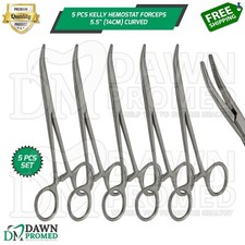 5 Pcs Kelly Hemostat Forceps Curved 5.5