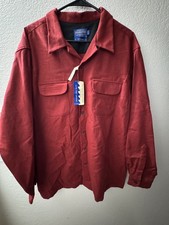 Pendleton Original Board Shirt Virgin Wool Men XL RED Flannel Loop Collar NWT picture