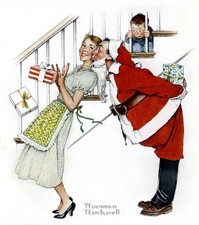 Kissing Santa 1941 Norman Rockwell Print - Heavy Cardstock - Matte Print picture