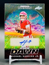 Michael Hawkins Jr  2025 Leaf A New Dawn Black Shimmer 1/1 Auto West Virginia QB picture