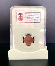 WWII Nazi Germany 1937-F 1 Reichspfennig Bronze Stuttgart UNC Coin Slabbed picture