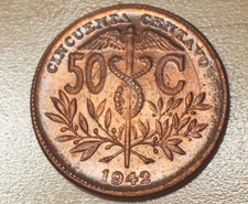 1942 Bolivia 50 Centavos Unc. picture