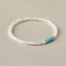 Turquoise & Mother of pearl Tube Beads Gemstone Healing Reiki Women Bracelet USA picture