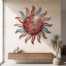 Southwestern Metal Wall Art, Desert Sun Wall Decor, Canyon Landscape Art picture