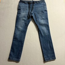 H&M Divided Mens Jogger Jeans Size 34 Blue Denim Elastic Drawstring Waist picture