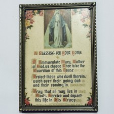 1940’s Vintage Blessing For Your Home 5.5”x7.5” In Original Ornate Frame picture