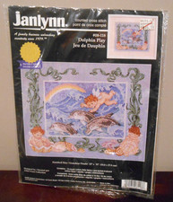 Vintage Janlynn Counted Cross Stitch 'Dolphin Play' Angel 13 x 11 Kit - Sealed picture
