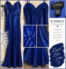 B. Darlin Women’s 15/16 Royal Blue Sequin Formal Gown Bustier Prom Evening Dress picture