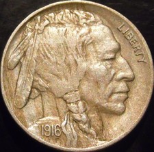 1916-P Buffalo Nickel Choice Original AU Full Horn picture