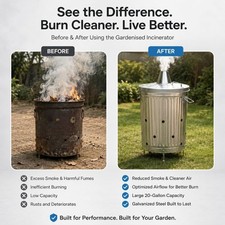 Gardenised 20-Gallon Galvanized Steel Incinerator Can with 20-Gallon, Silver  picture