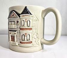 Vintage Otagiri 1980 3D Hand Painted Ceramic Mug Victorian San Francisco House picture