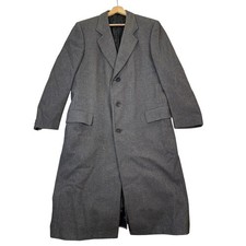 Vintage Bloomingdales E Thomas Mens 42L Charcoal Grey Wool Overcoat Heavy Casual picture