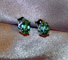 5MM x 3MM OVAL NATURAL EMERALD STUD EARRINGS IN STERLING SILVER app. .50 ct. picture