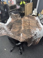Brown White Premium Faux Cowhide Rug Abstract Country Style Living Room Bedroom picture
