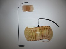 Brightech Wave Pendant 78 in Classic Matte Black Mid-Century Floor Lamp Rattan picture