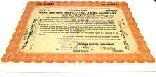 1929 WINCHESTER REPEATING ARMS STOCK CERTIFICATE 100 SHARES front/back ART Print picture