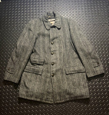 Vintage 1960s Shamhouse Men's Gray Borg Pile Lining Wool Button-Up Coat picture