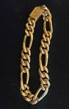 Vintage Chunky .925 Mexican Sterling Silver Figaro Link Bracelet. picture