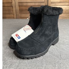Propet Boots Womens 7 X Oslo Black Suede Waterproof Shearling Zipper WB018 NEW picture