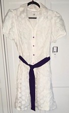 Sandra Darren Women's Chiffon Polka Dot Shirt Dress Belted Collared 12 picture