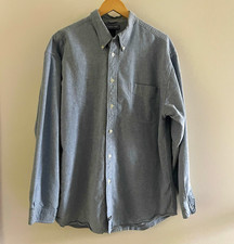 Vintage 90s Structure Long Sleeve Shirt Mens XL Grey Chambray Oxford Button Down picture