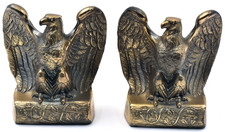 Two Vintage Cast Brass Eagle Bookends Set 6.5