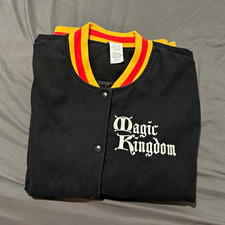 Rare Disney Vault Collection Magic Kingdom 50 Varsity Snap Front Jacket Black2XL picture