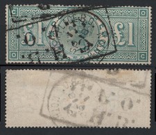 GB 1891 £1 green sg212 fu, Cannon St, Brighton cds & box cancel, good colour picture