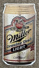 VINTAGE MILLER GENUINE DRAFT LIGHT BEER CAN METAL TIN BAR SIGN MILLER BREWING picture