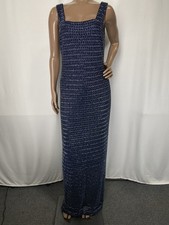 Ramy Brook Womens Maxi Dress Navy Blue Sarai Beaded Gown Sleeveless Size 4 picture