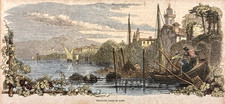 Vibrant Antique Bellagio Lake Como Italy Print 1857 Historic Rare Fine Art Gifts picture