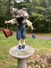 Jimothy - Mummified Bad Taxidermy - Raccoon Oddity doll - Fisherman With Creel picture