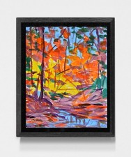 Charlene Marsh Original Expressionism Fall Forest 11x14 Acrylic Canvas Painting picture